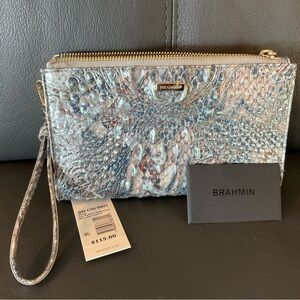 Brahmin Silver Wristlet Clutch
